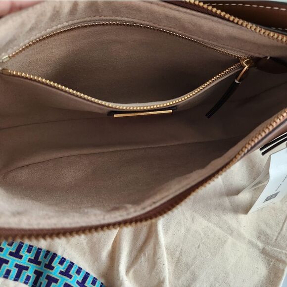 New! Tory Burch Studio Leather Shoulder Bag Crossbody in Moose - Picture 6 of 14